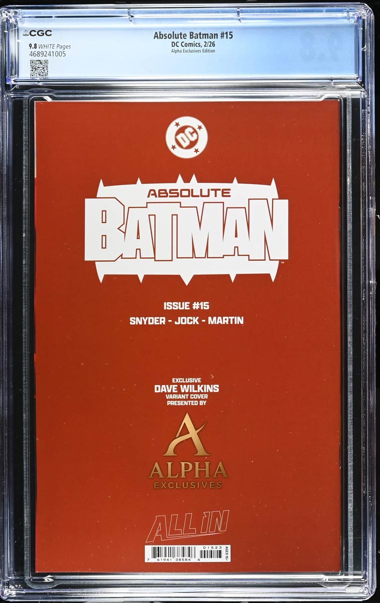 Absolute Batman #15 Dave Wilkins Trade Variant CGC 9.8 1st Absolute Joker Back