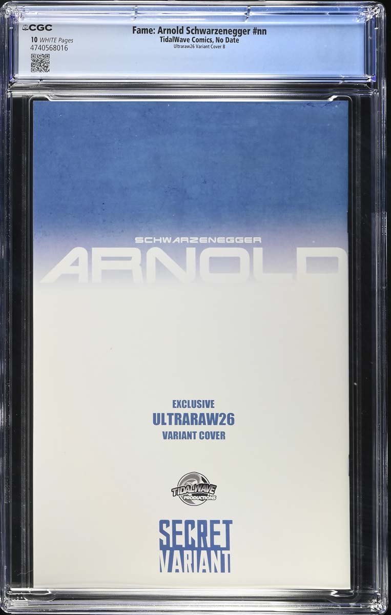 Arnold Schwarzenegger #1 CGC 10 Ultraraw26 Secret Blue Error Variant #70/70 Back