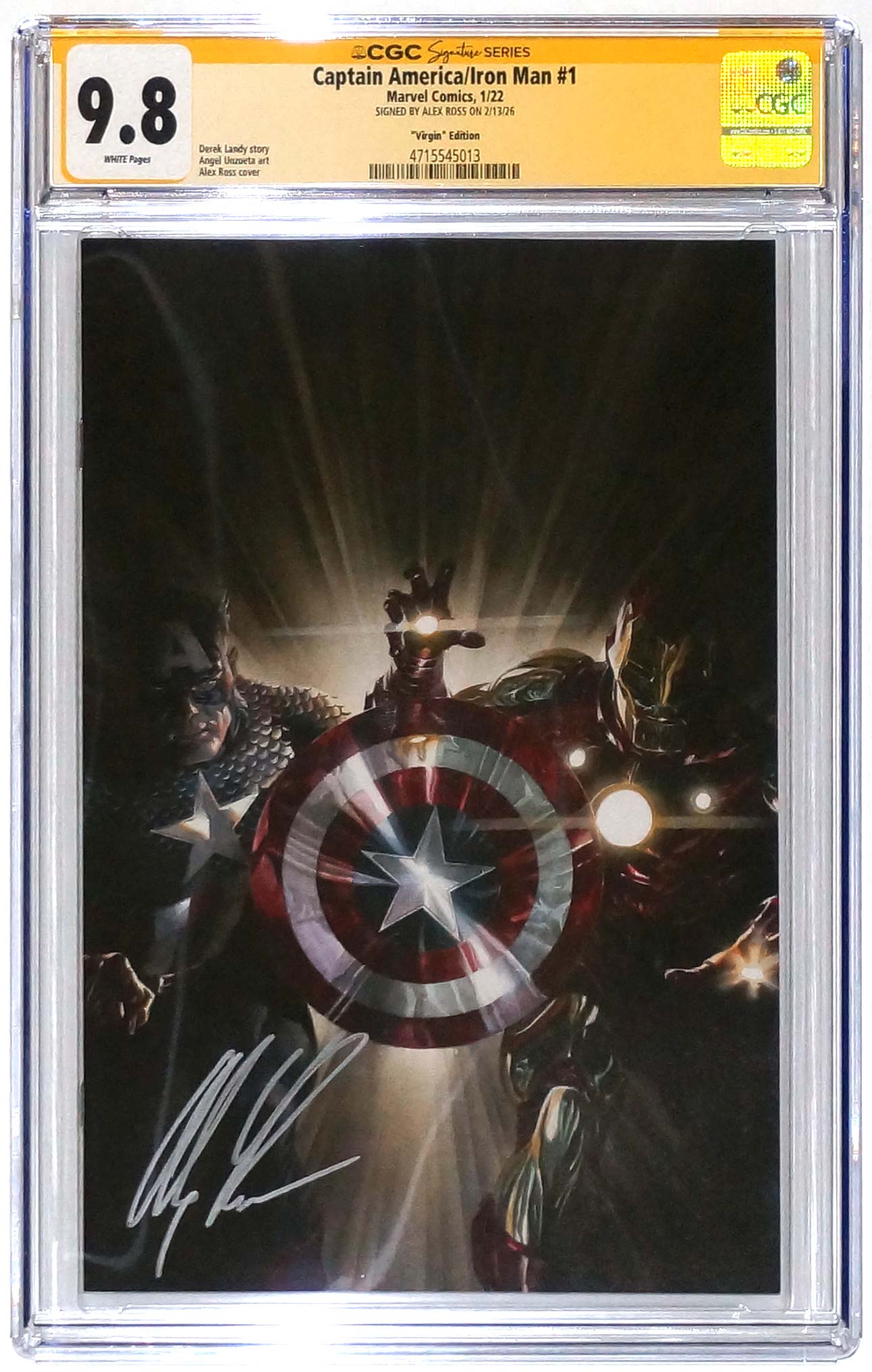Captain American / Iron Man #1 CGC 9.8 Alex Ross 1:50 Retail Variant Signed Alex Ross