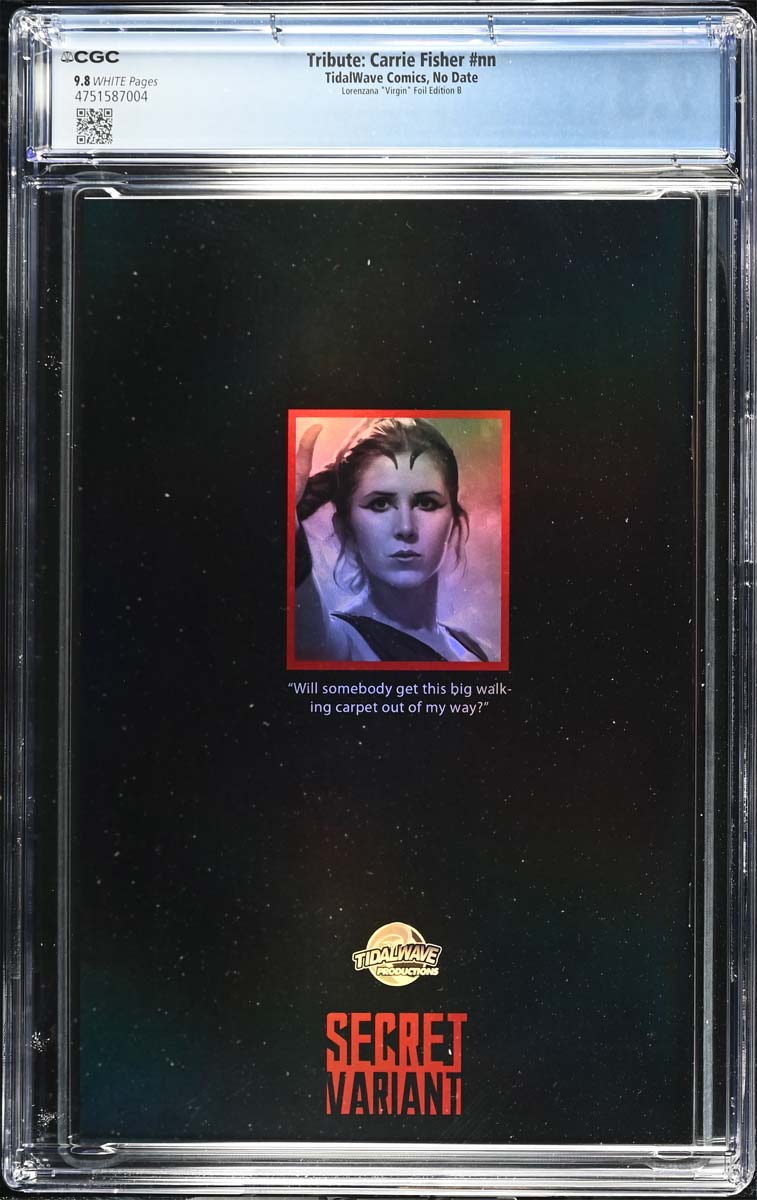 Carrie Fisher #1 CGC 9.8 Nathan Lorenzana "Dark Side" Virgin Foil Variant Back