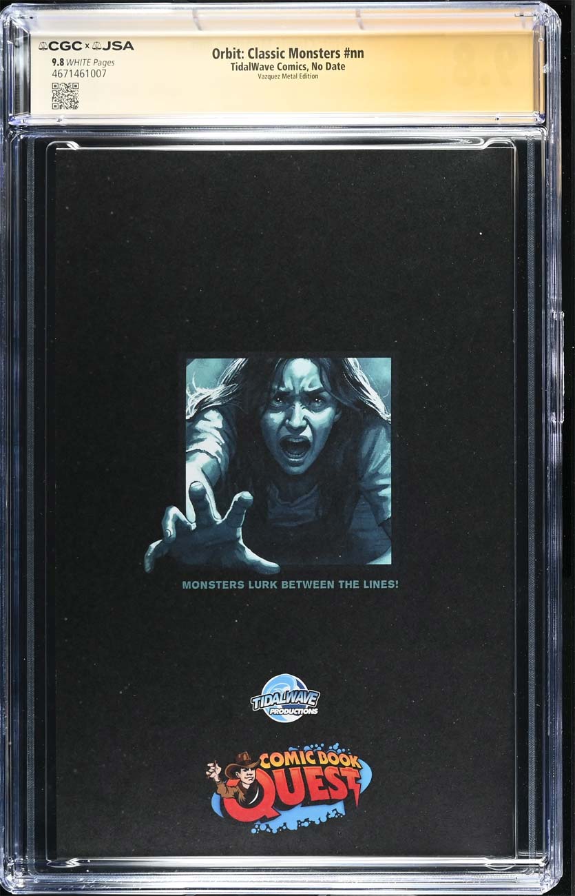 Classic Monsters #1 CGC 9.8 GTA Metal Variant Signed Nicotero & Savini Back