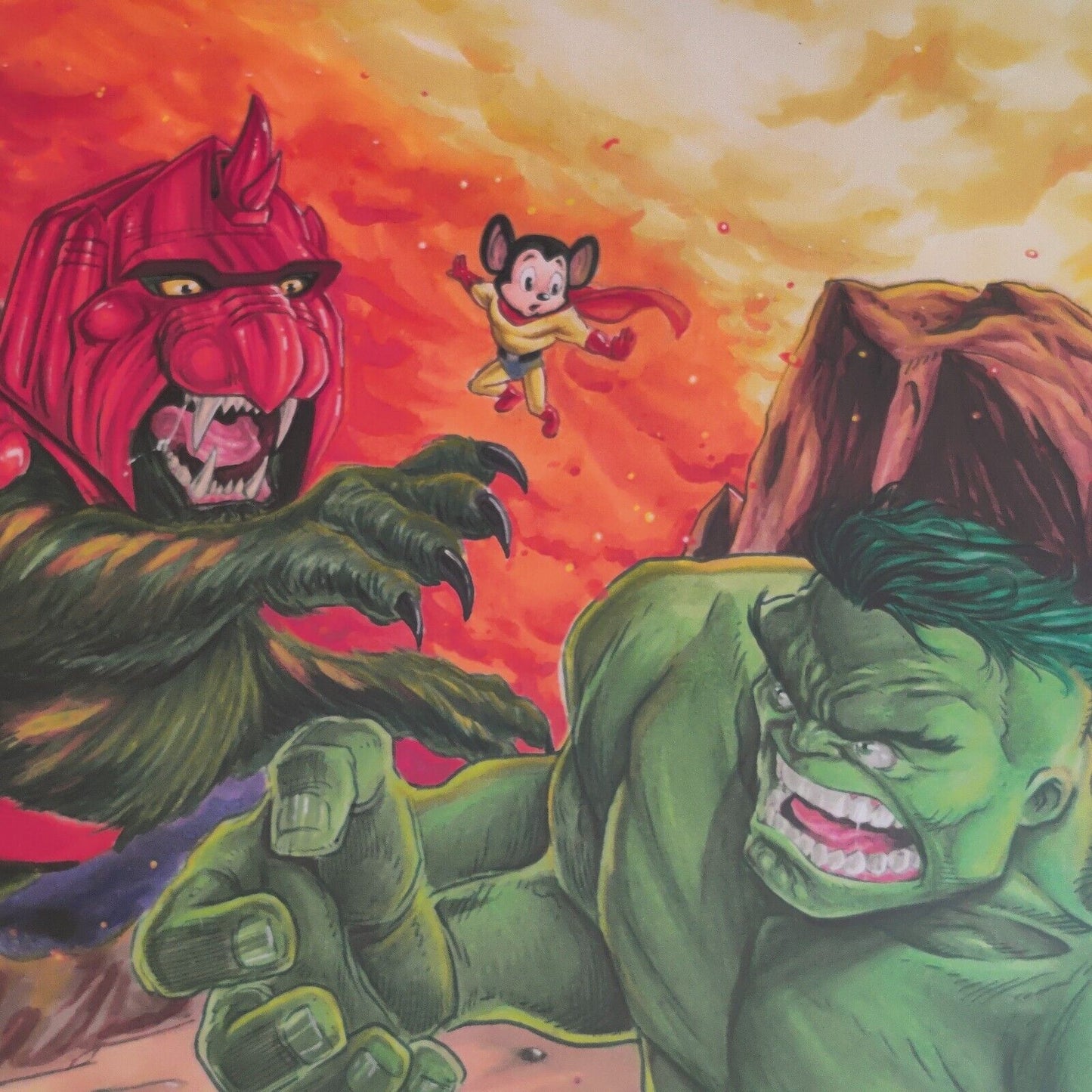 He-Man vs Hulk Original Comic Art by Reno Msad
