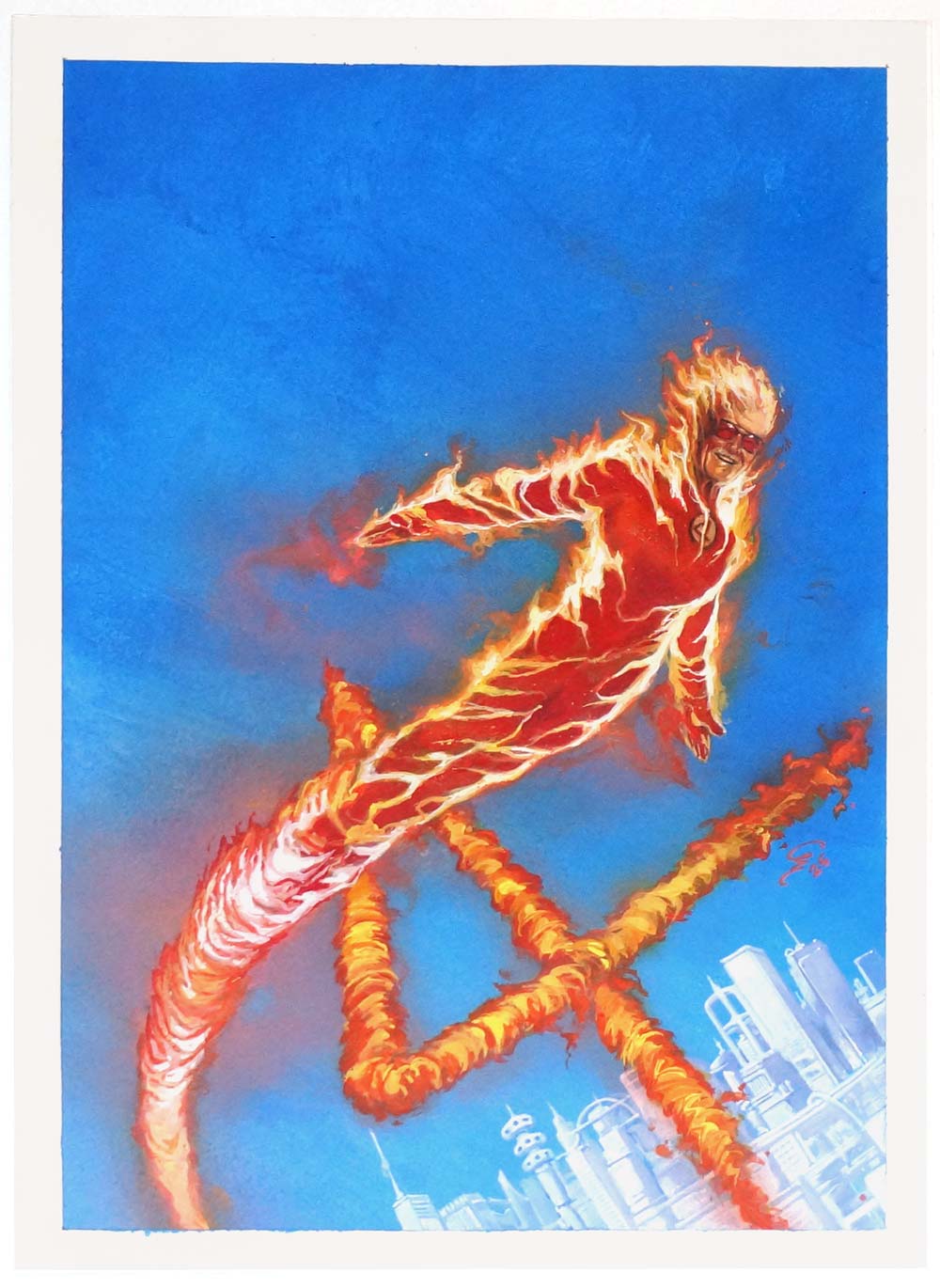 Stan Lee "Fantastic Four Human Torch" Original Cover Art by Humam Qutub