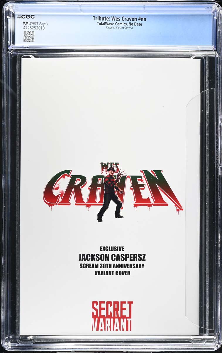 Wes Craven #1 Fame Series CGC 9.9 Caspersz "Scream 30th Anniversary" Secret Variant #1/60 Back