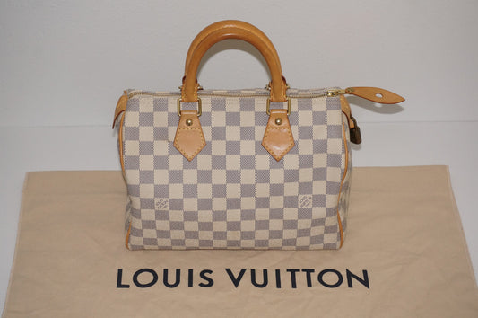 Authentic Louis Vuitton Speedy 30 Damier Azur Luxury Handbag