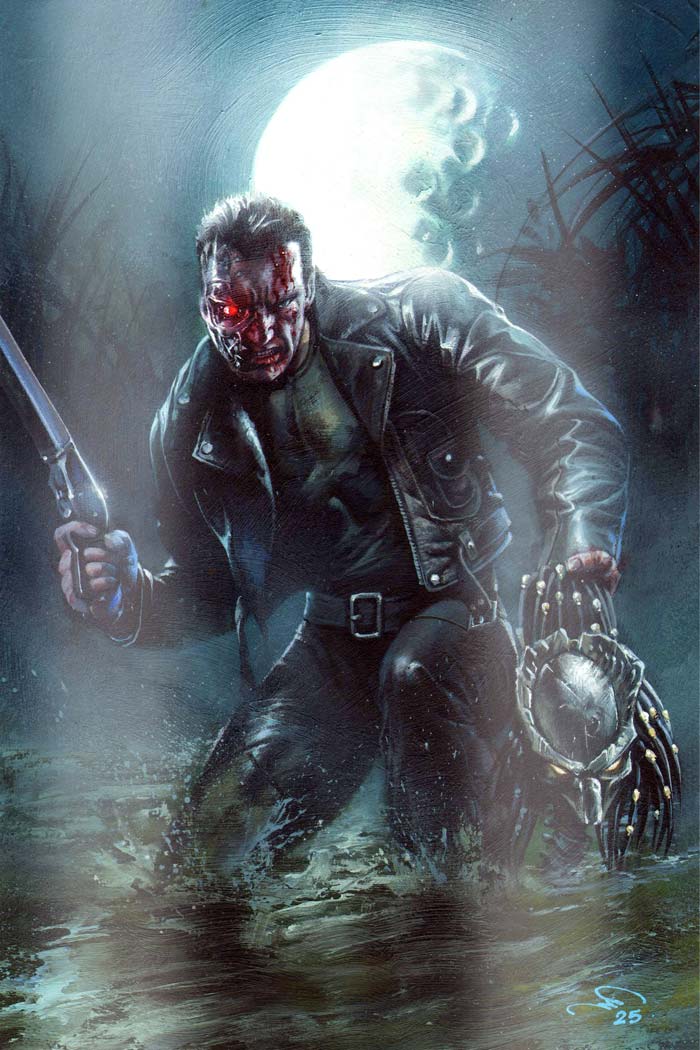 Arnold Schwarzenegger #1 Humam Qutub Secret "T-800s Revenge" Chrome Foil Virgin Variant LTD 50