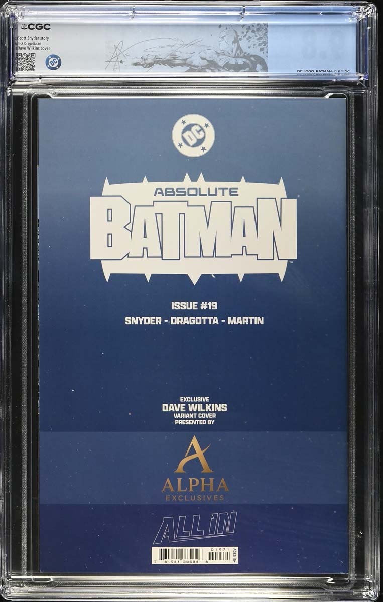 Absolute Batman #19 CGC 9.8 Dave Wilkins Blue Virgin Variant 1st Absolute Scarecrow Back