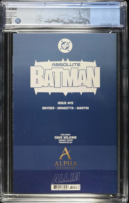 Absolute Batman #19 CGC 9.8 Dave Wilkins Blue Virgin Variant 1st Absolute Scarecrow Back