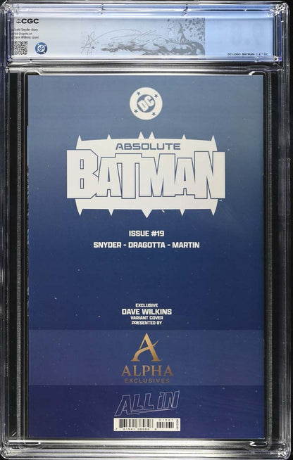 Absolute Batman #19 CGC 9.8 Dave Wilkins Red Virgin Variant 1st Absolute Scarecrow Back