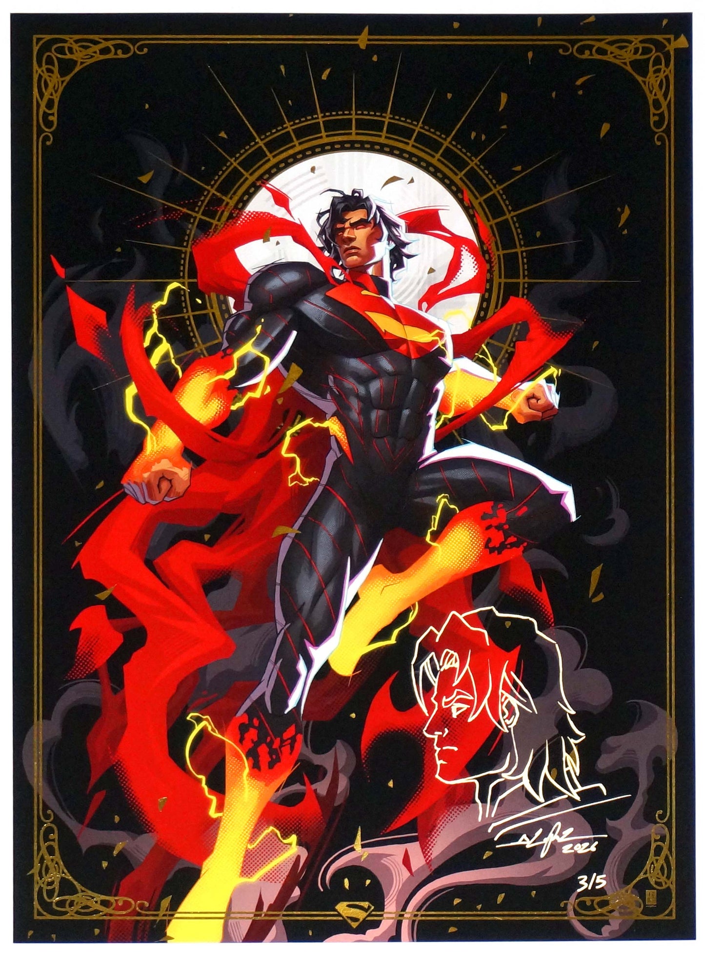 Absolute Superman Gold Spot Foil Print by Jackson Caspersz Poster w/ Sketch LTD 5