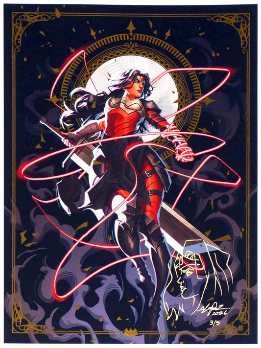 Absolute Wonder Woman Gold Spot Foil Print by Jackson Caspersz Poster w/ Sketch LTD 5