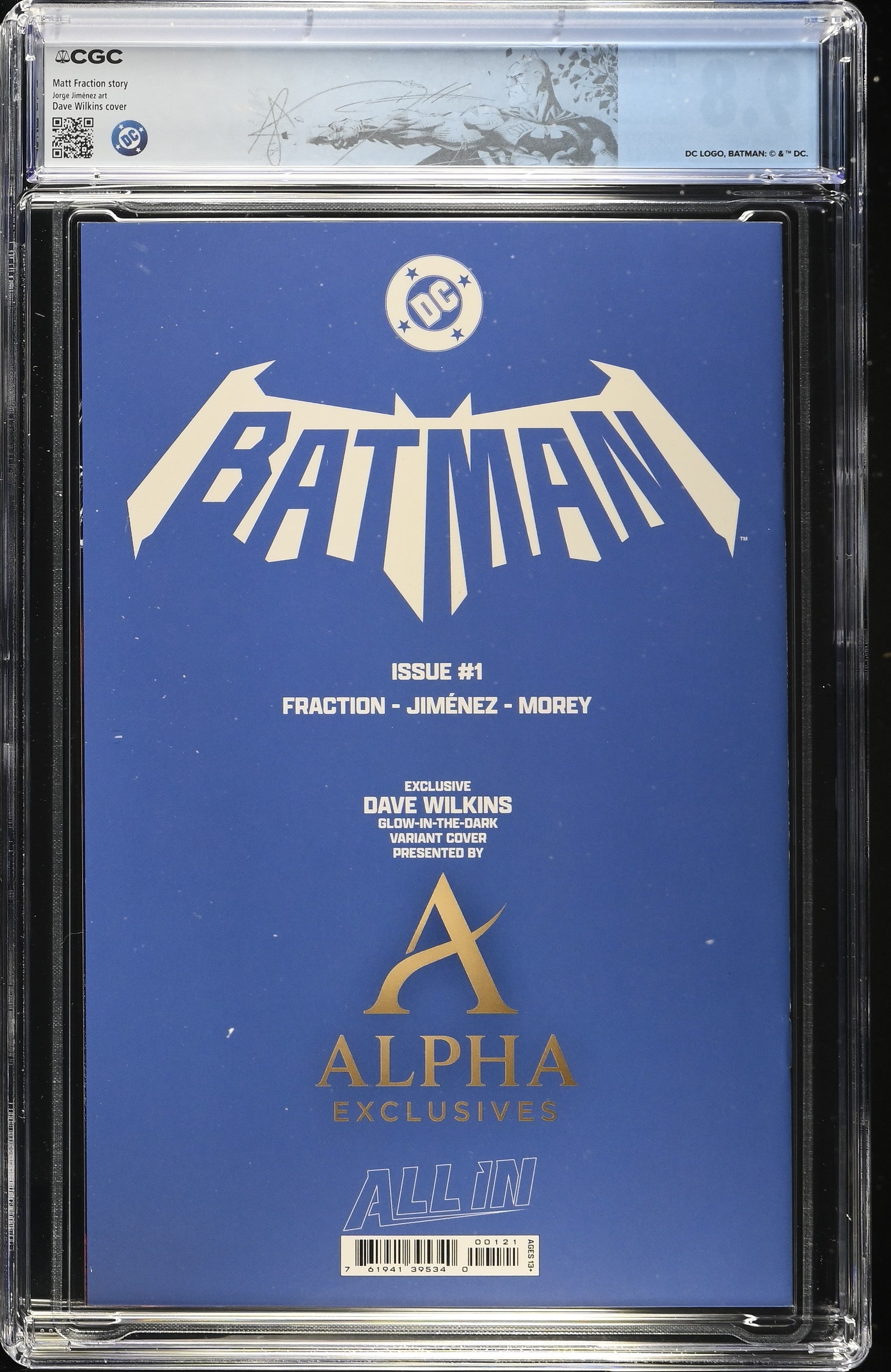 Batman #1 Dave Wilkins NYCC Glow-in-the-Dark Variant CGC 9.8 Back