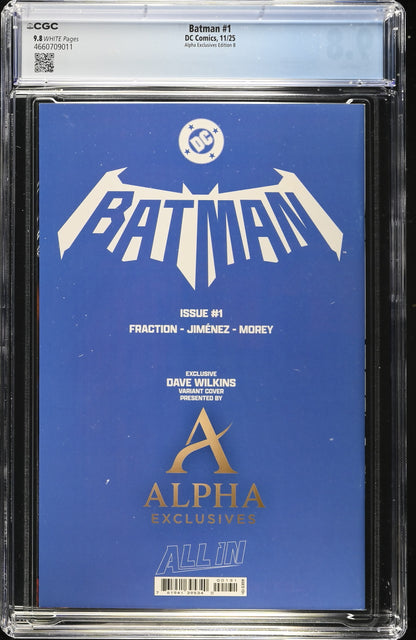 Batman #1 Dave Wilkins Virgin Variant CGC 9.8 Back
