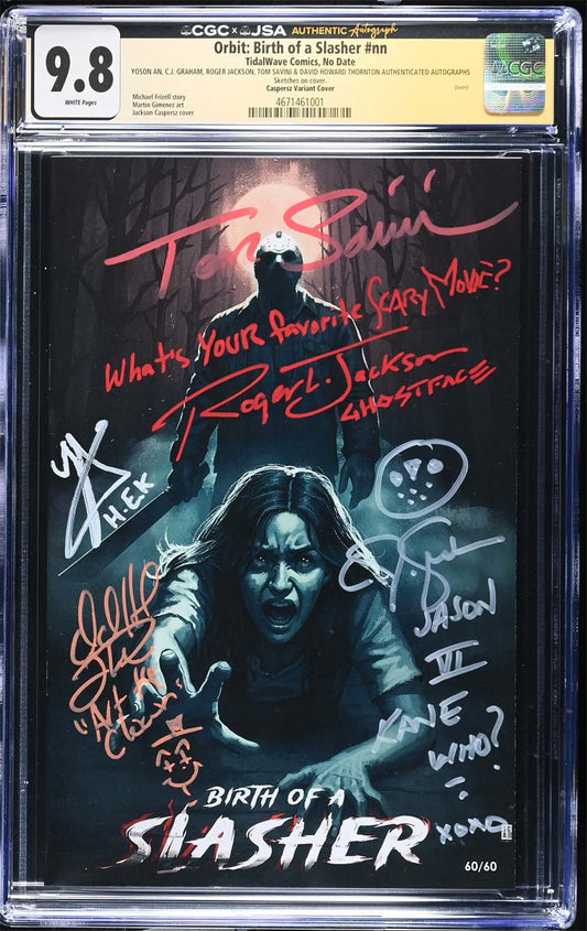 Birth of a Slasher #1 CGC 9.8 Caspersz Secret Virgin Variant Signed by Graham, Thornton, Savini, Jackson & AN