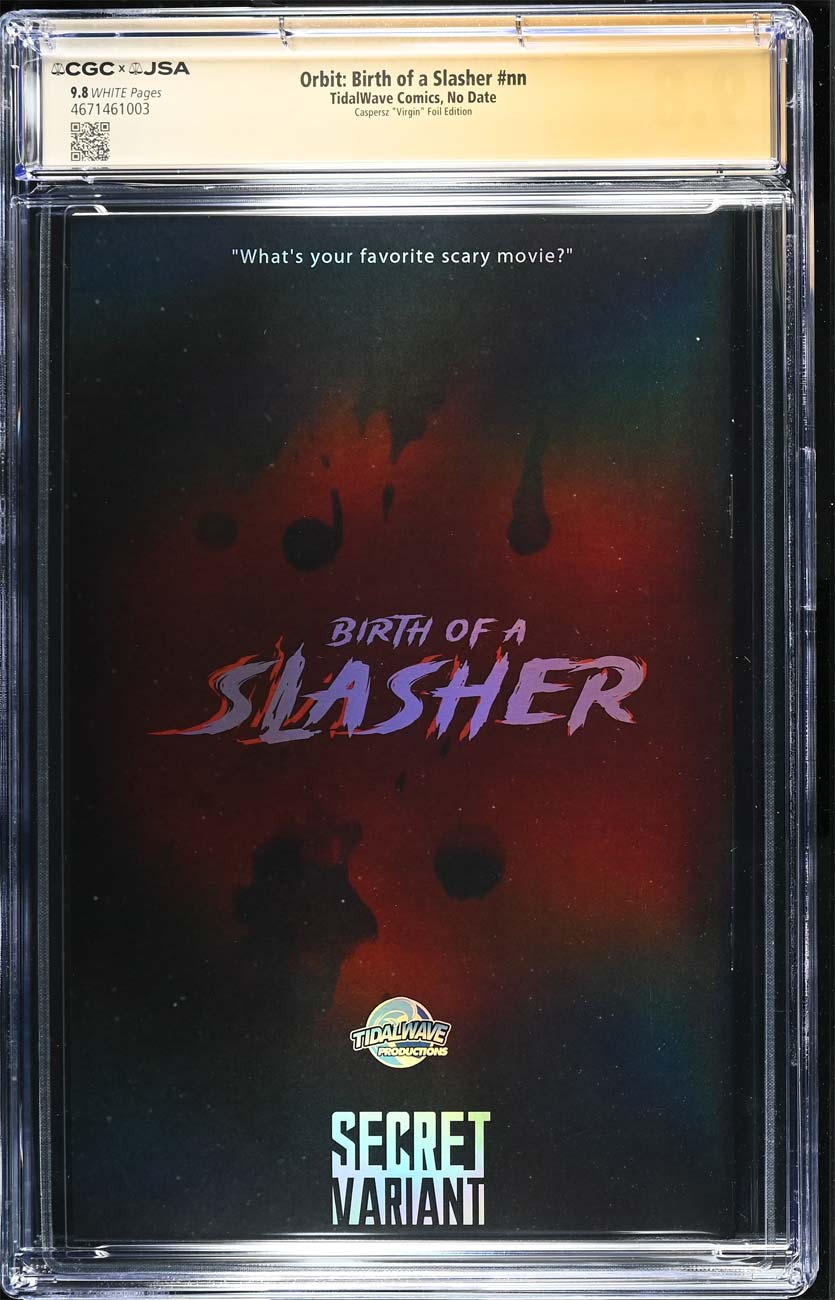 Birth of a Slasher #1 CGC 9.8 Caspersz Secret Foil Variant Signed by Kane Hodder #1/30
