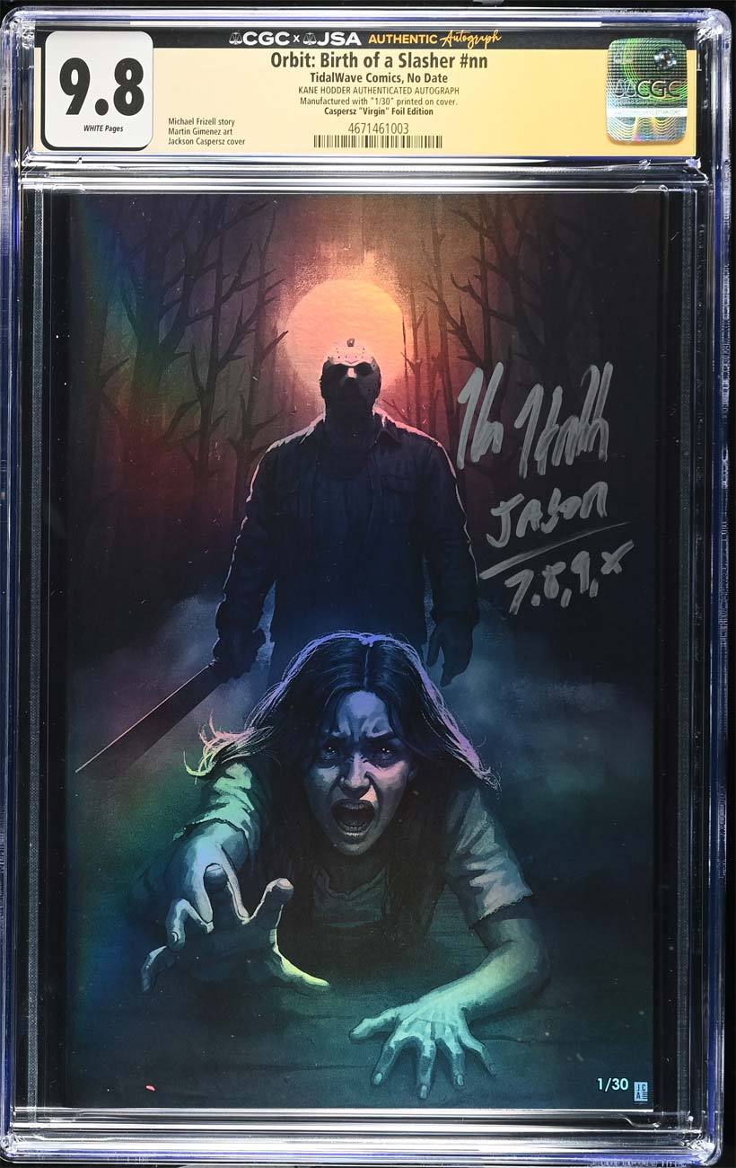Birth of a Slasher #1 CGC 9.8 Caspersz Secret Foil Variant Signed by Kane Hodder #1/30
