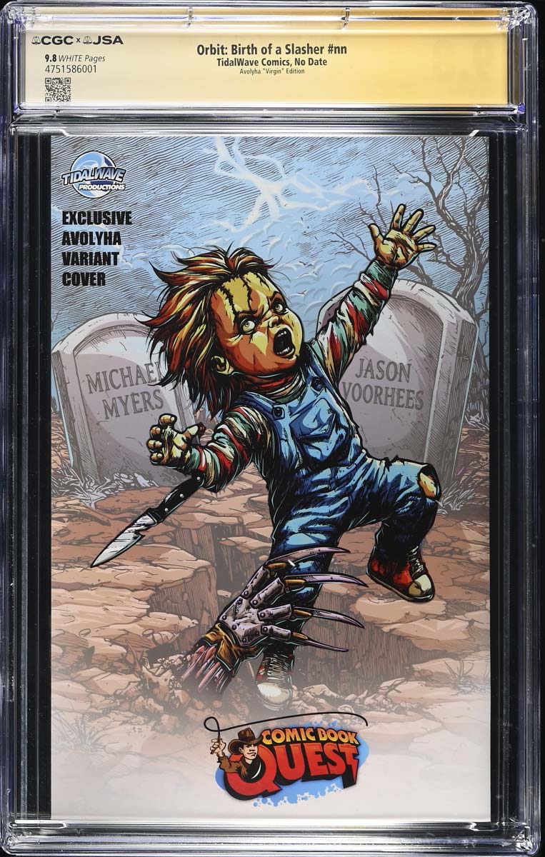 Birth of a Slasher #1 CGC 9.8 Avoltha Virgin Variant Signed Mancini, Dourif #1/40 Back
