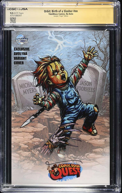 Birth of a Slasher #1 CGC 9.8 Avoltha Virgin Variant Signed Mancini, Dourif #1/40 Back