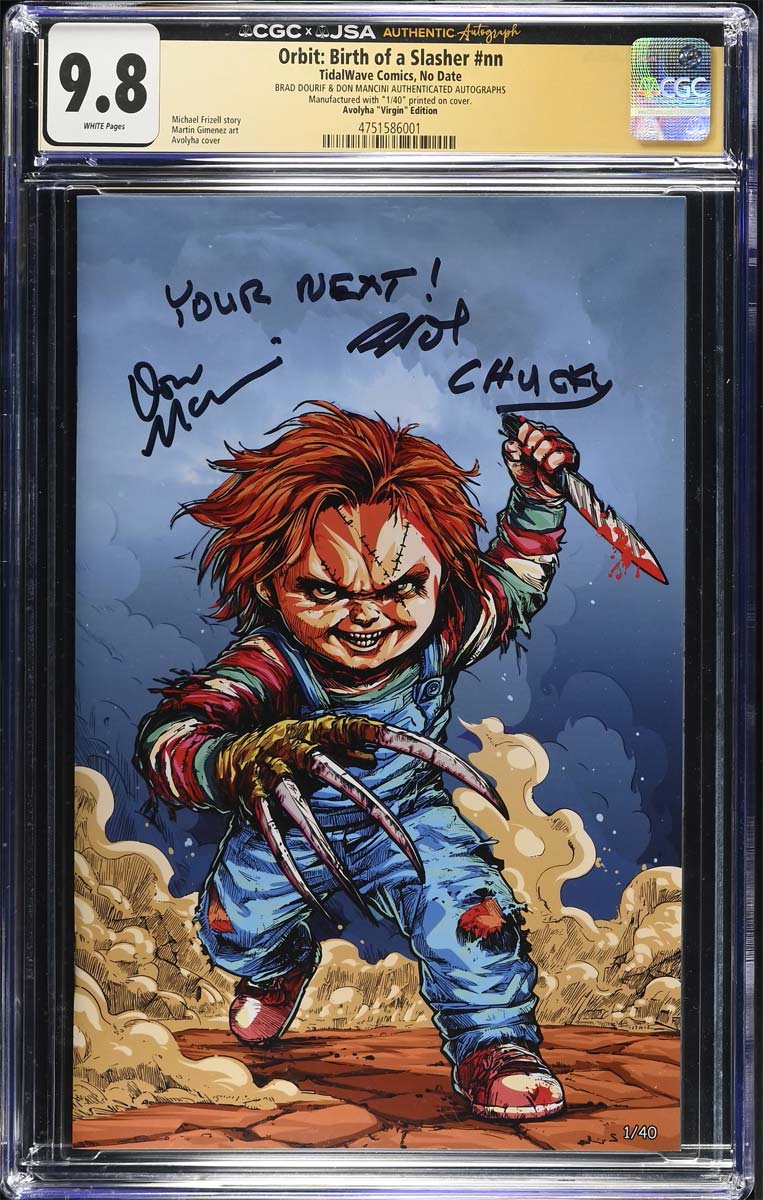 Birth of a Slasher #1 CGC 9.8 Avoltha Virgin Variant Signed Mancini, Dourif #1/40
