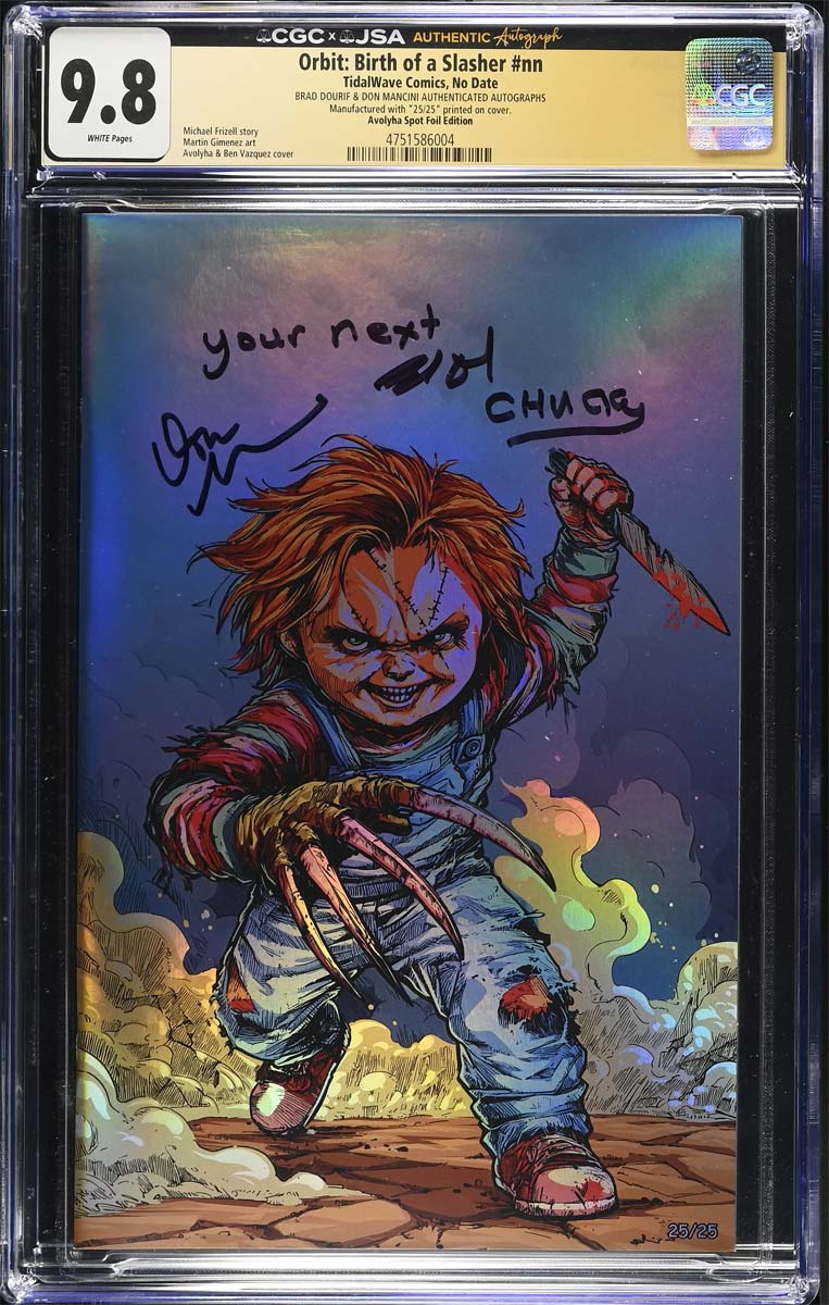 Birth of a Slasher #1 CGC 9.8 Avoltha Foil Variant Signed Mancini, Dourif #25/25