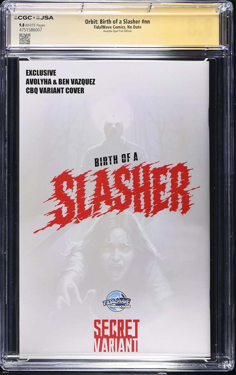 Birth of a Slasher #1 CGC 9.8 Avoltha Metal Variant Signed by Cast #3/3 Back