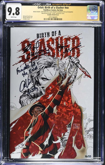 Birth of a Slasher #1 CGC 9.8 Cracked Ice Foil Variant Signed Child's Play #16/20
