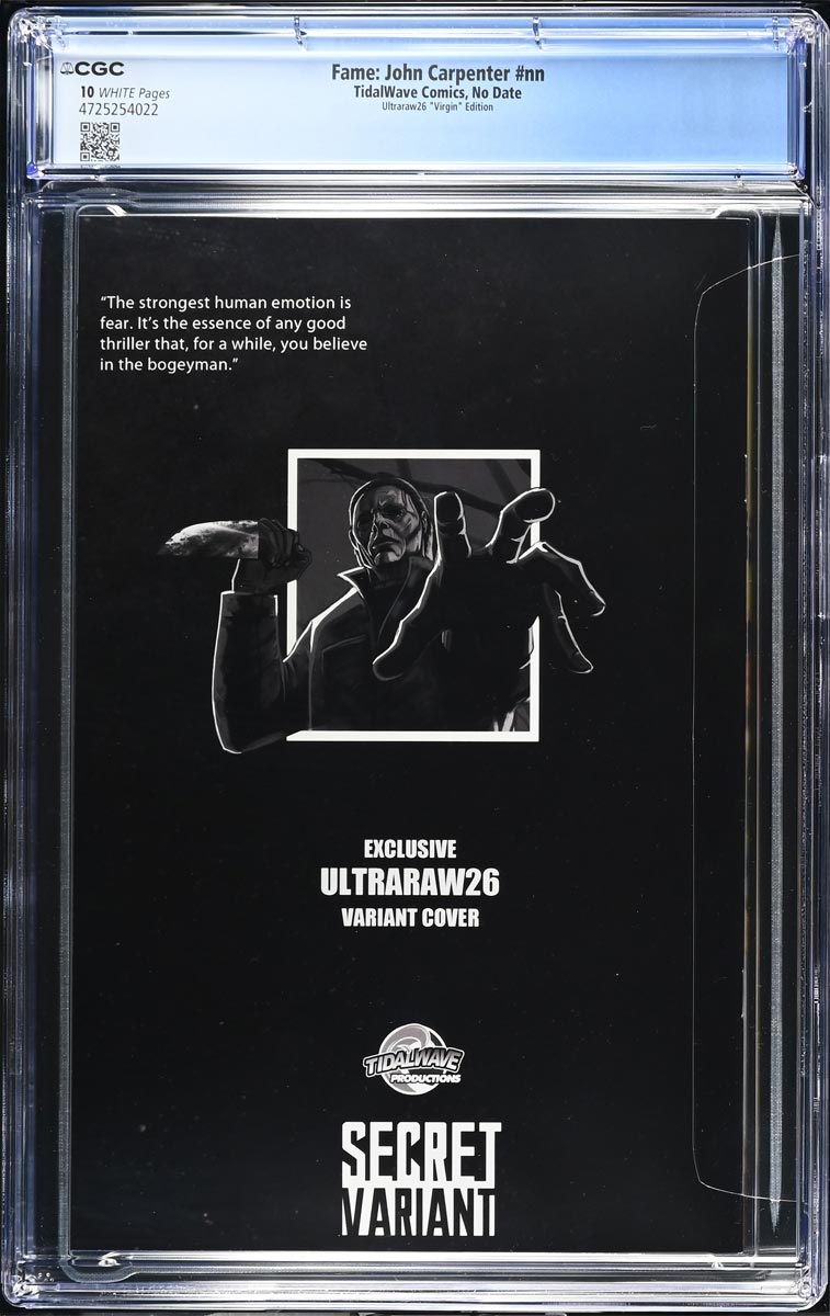John Carpenter #1 CGC 10 Ultraraw26 Secret Virgin Variant #34/40