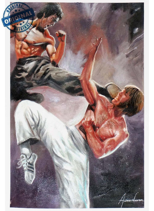 Chuck Norris Bruce Lee Original Cover Art by Rudy AO