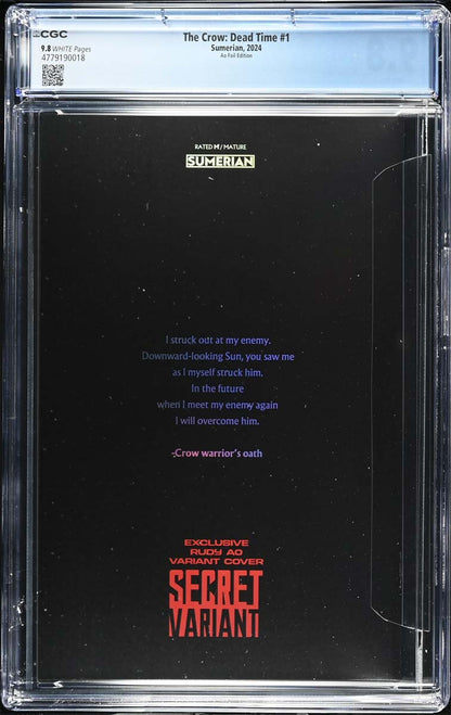 The Crow Dead Time #1 CGC 9.8 Rudy AO Secret Foil Variant #1/50