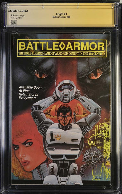 Fright #3 CGC 8.5 1st Freddy Krueger Cover Signed by Robert Englund & Amanda Wyss Back