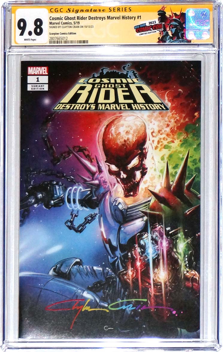 Cosmic Ghost Rider Destroys Marvel History #1 CGC 9.8 Crain NYCC Variant Signed Crain
