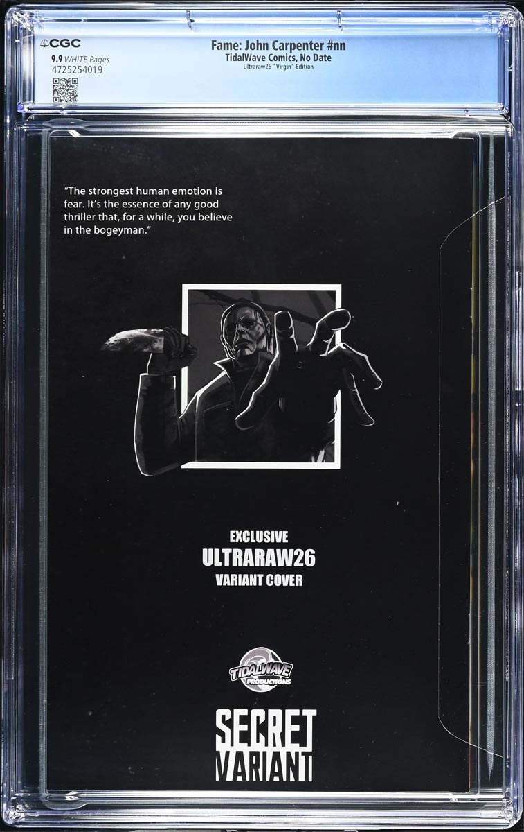 John Carpenter #1 CGC 9.9 Ultraraw26 Secret Virgin Variant #40/40 Back