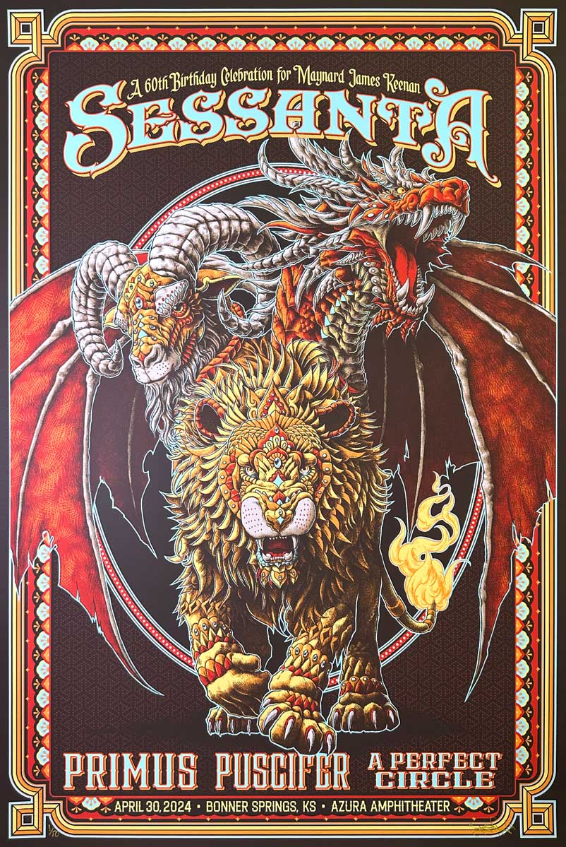 Sessanta Bonner Springs Poster A Perfect Circle Puscifer Primus LTD to 50 Signed