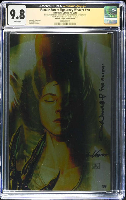Sigourney Weaver #1 CGC 9.8 Metal Variant Signed Woodruff Jr & Vazquez #1/5