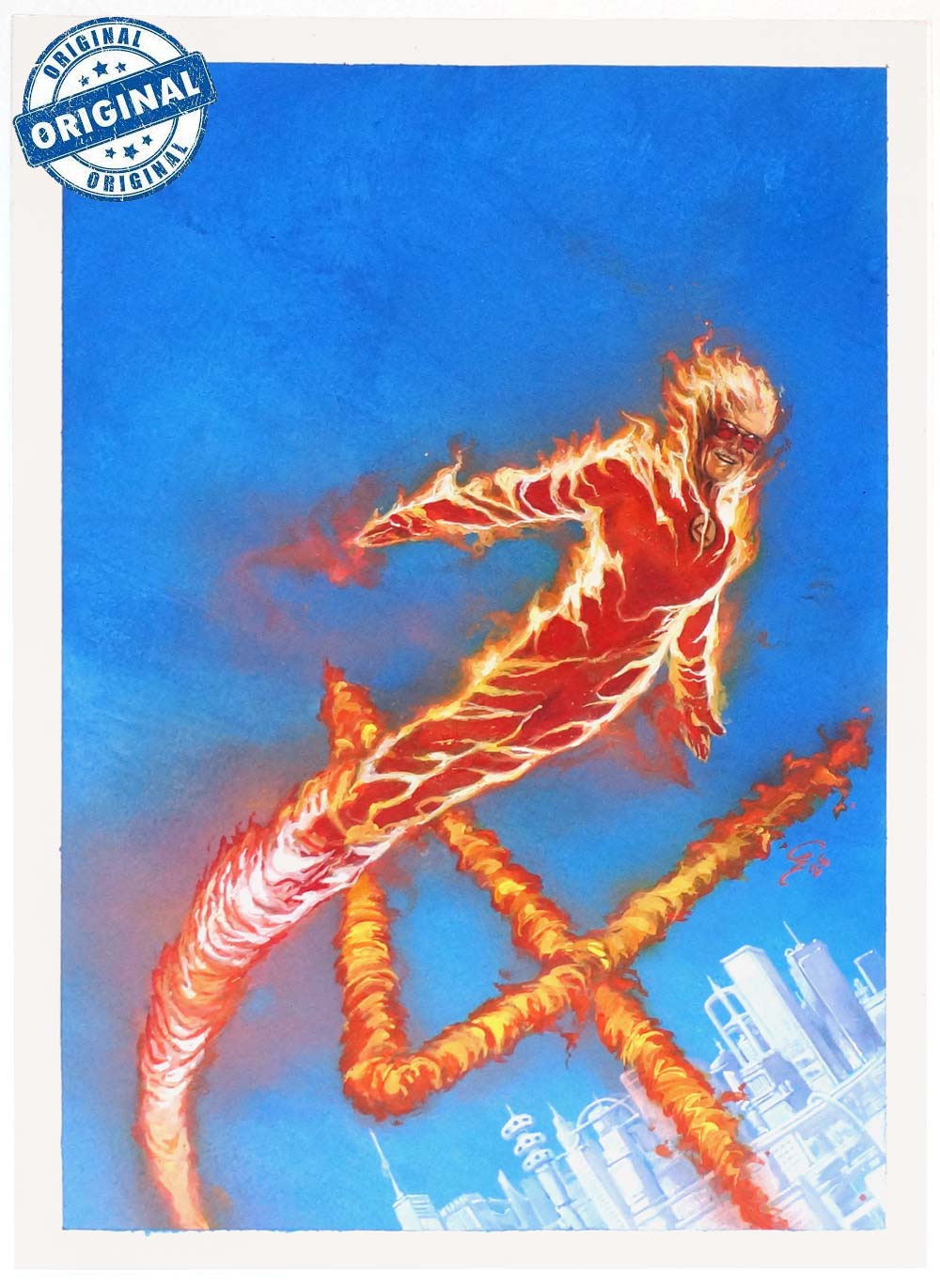 Stan Lee "Fantastic Four Human Torch" Original Cover Art by Humam Qutub