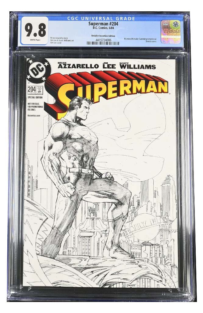 Superman #204 CGC 9.8 Jim Lee Sketch Variant Retail Incentive
