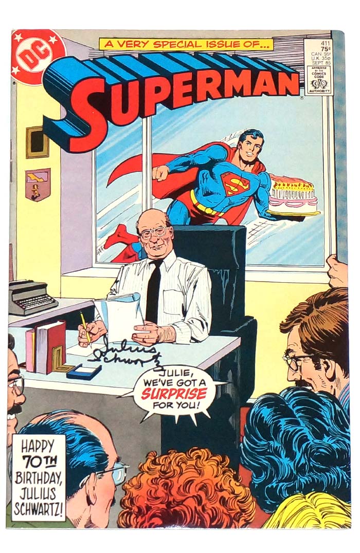Superman #411 Signed by Julius Schwartz