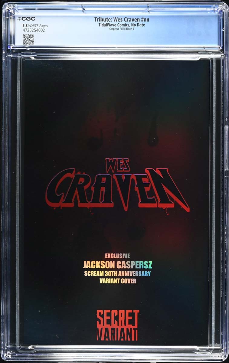 Wes Craven #1 Fame Series CGC 9.8  "Scream 30th Anniversary" Secret Bloody Foil Variant #1/15 Back