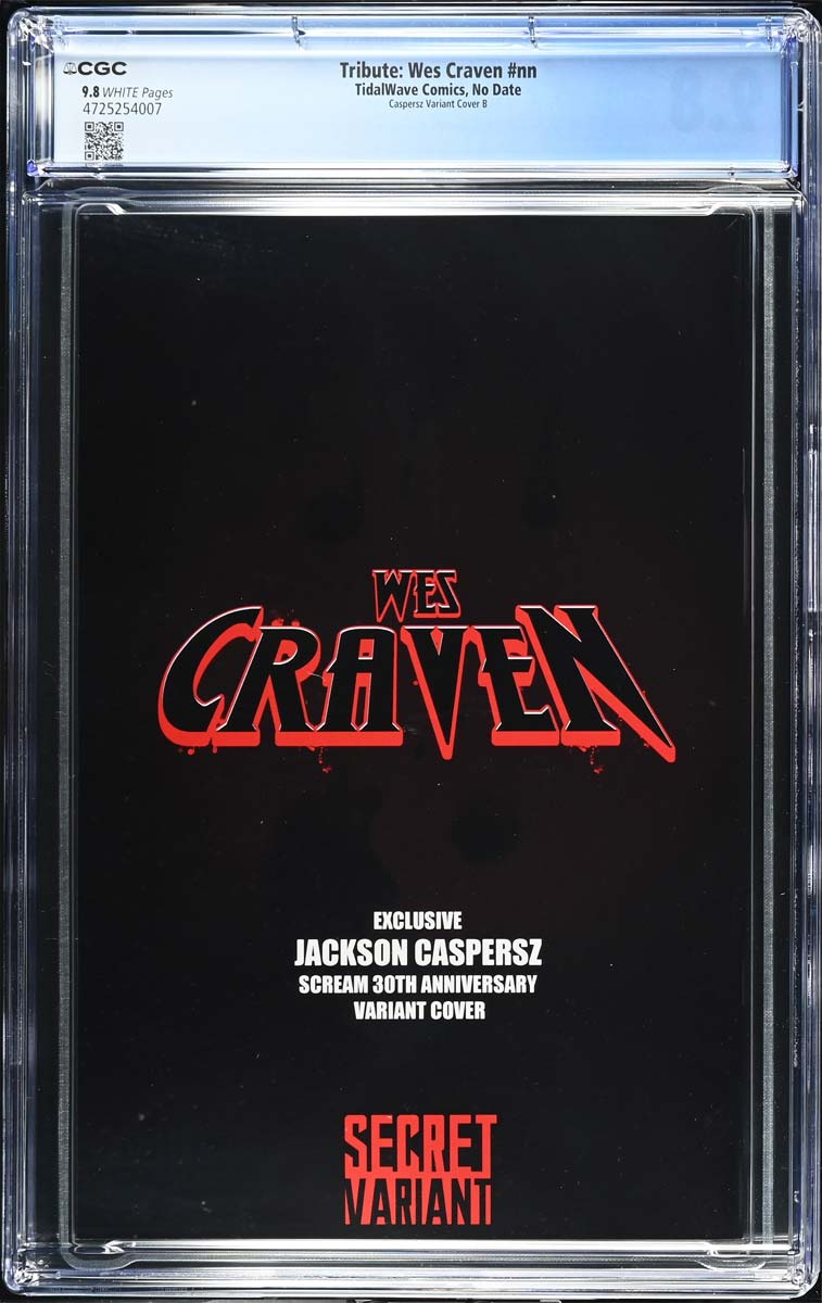 Wes Craven #1 Fame Series CGC 9.8 "Scream 30th Anniversary" Secret Bloody Variant #1/45 Back