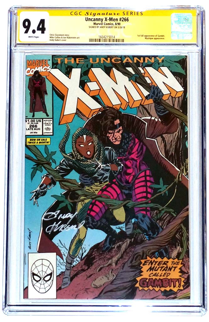 Uncanny X-Men #266 CGC 9.4 Signed Kurbert 1st Gambit