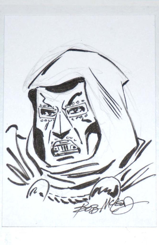 Dr Doom Original Art Sketch Card by Bob Mcleod