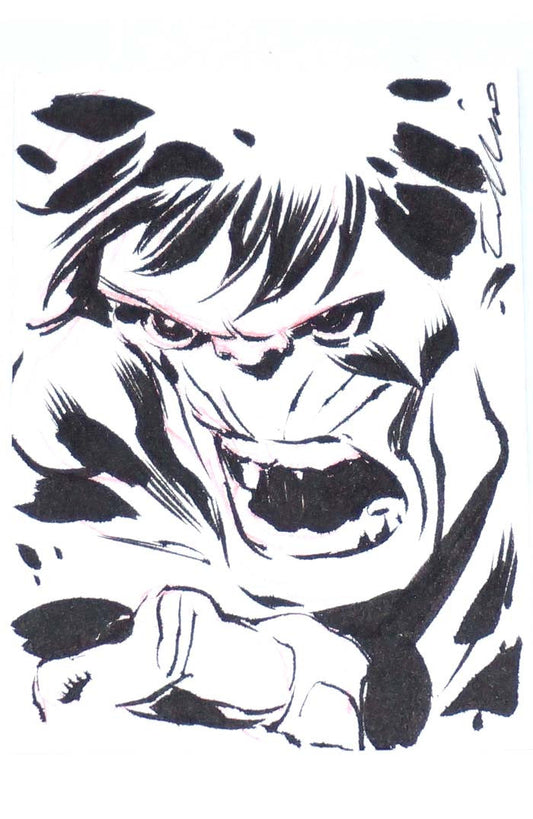 Incredible Hulk Original Art Sketch Card by Elliot Fernandez (Jerk Monger)