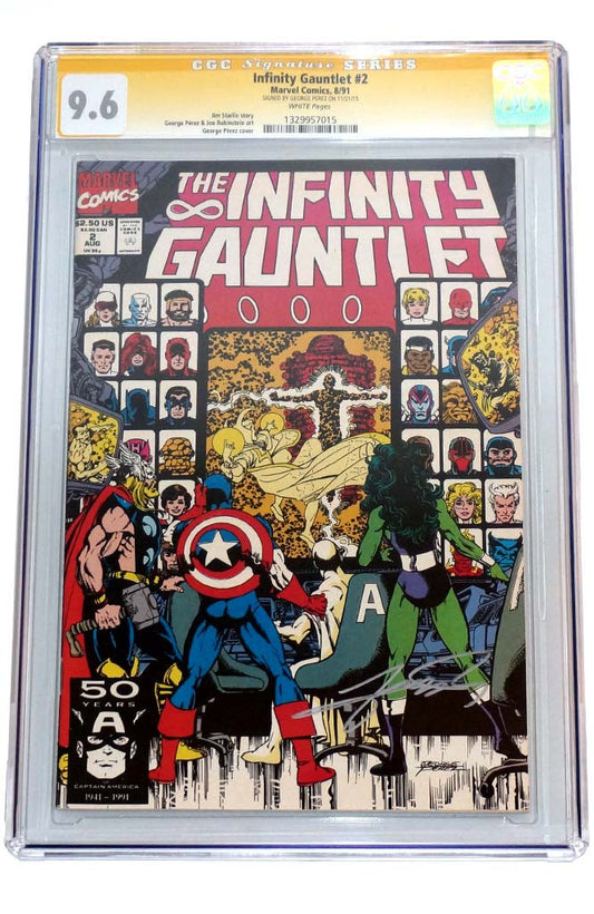 Infinity Gauntlet #2 CGC 9.6 Signed George Perez