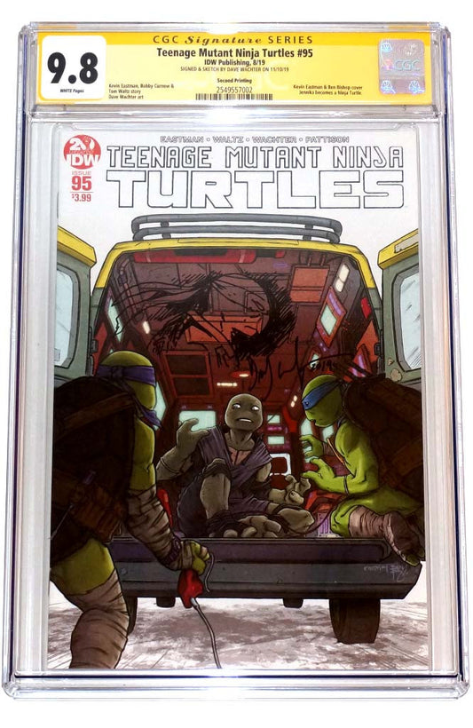 Teenage Mutant Ninja Turtles #95 CGC 9.8 2nd Print signed sketch Dave Wachter